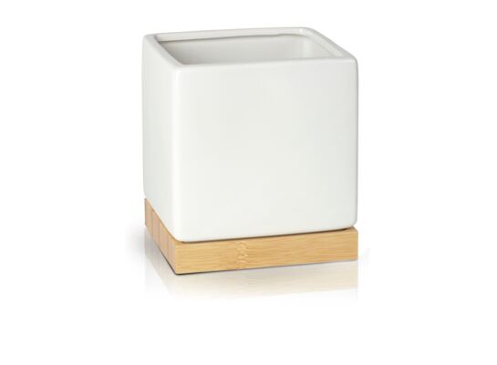 Osłonka ceramiczna kwadrat bamboo biała 13 cm