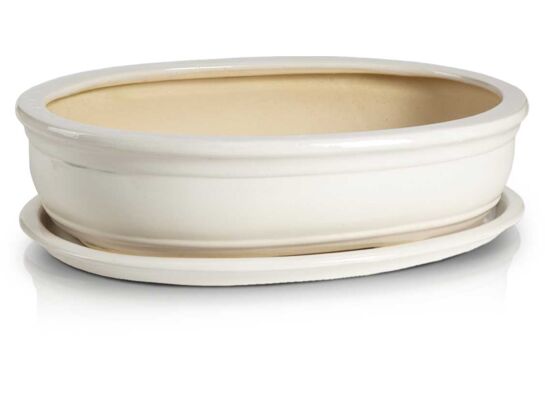 Donica Bonzai z podstawkiem 25 x 18 cm biały