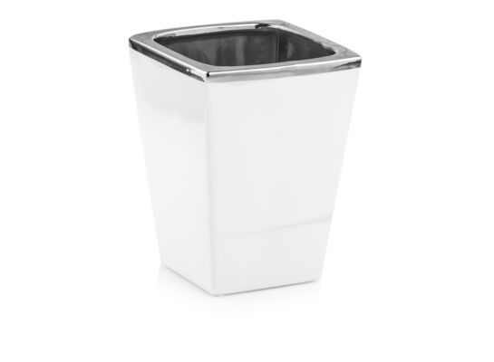 Osłonka ceramiczna camila biało-srebrna 18 cm