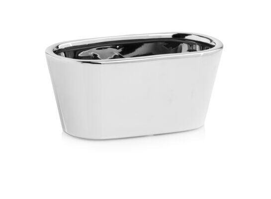 Osłonka ceramiczna rynna owal srebrna 17 cm