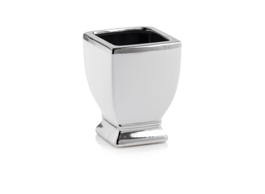 Osłonka ceramiczna pucharek biało-srebrny 15 cm