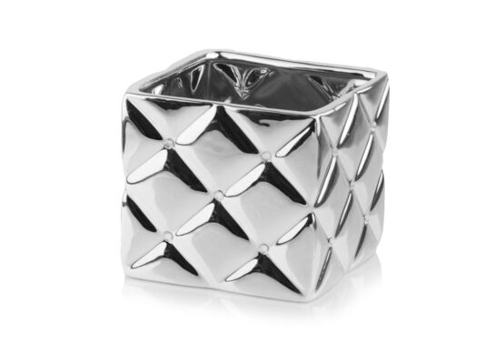 Osłonka ceramiczna kwadrat glamour srebrny 14 cm