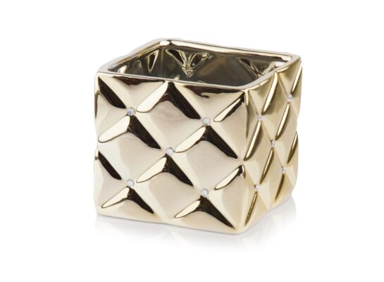 Osłonka ceramiczna kwadrat glamour złota 14 cm