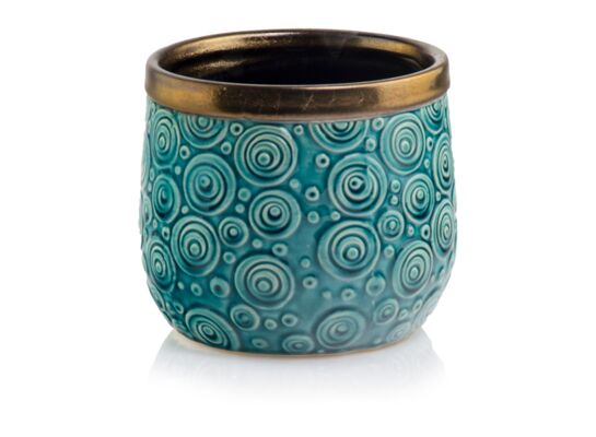 Osłonka ceramiczna turkus & gold 16 cm