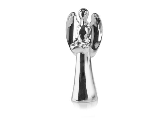 Figurka ceramiczna anioł 35 cm srebrna