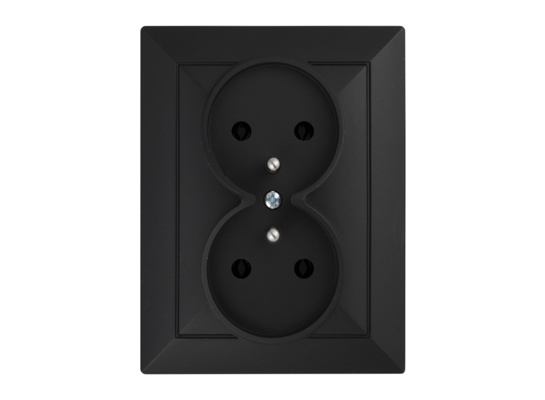 Gniazdo wtyczkowe podwójne Perła p/t 2x2p PT-5PR czarny mat kpl.
