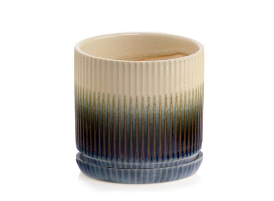 Donica ceramiczna z podstawkiem brązowa 13 cm