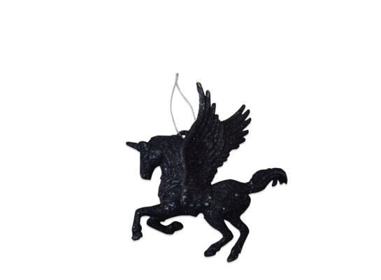Zawieszka jednorożec 13 x 12 cm czarna