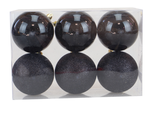 Bombki na choinkę 7 cm czarne 6 sztuk