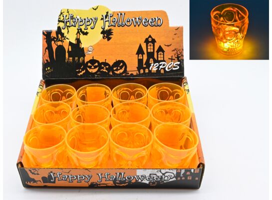 Kieliszek LED w kształcie czaszki 6 cm pomarańczowy 1 sztuka