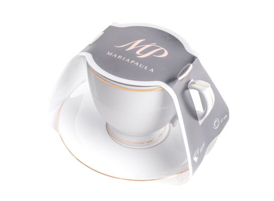 Filiżanka cappuccino MariaPaula klasyka złota linia 350 ml ze spodkiem 17cm w opasce