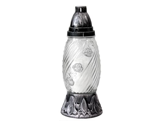 Znicz szklany Z-22 S 28,5 cm srebrny