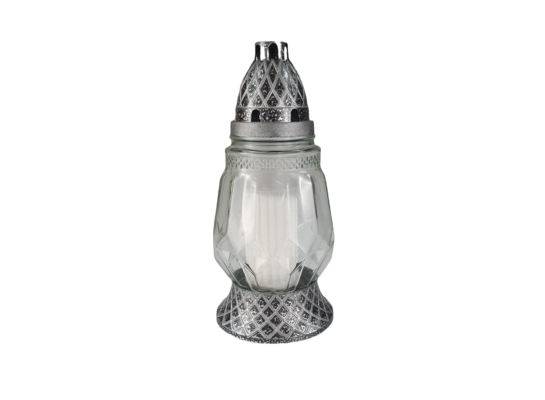 Znicz szklany 1508#01 25 cm srebrny