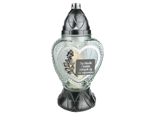 Znicz serce tekst L-2380 33,5 cm czarno-złoty