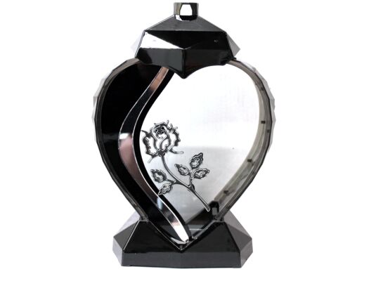 Znicz serce duże 34 cm srebrny/złoty