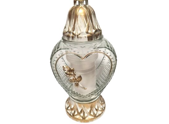 Znicz LW L-2380 serce róża 32,5 cm bezbarwny