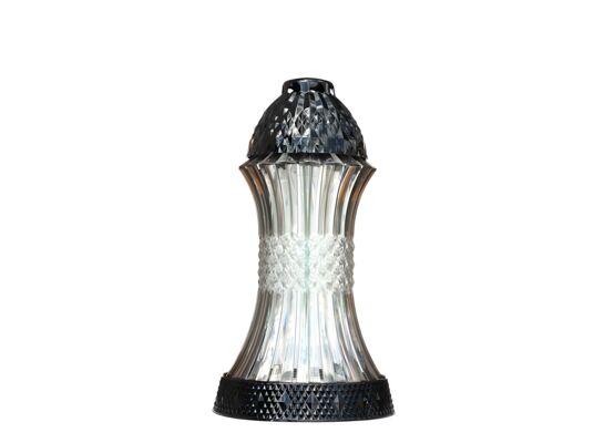 Znicz szklany klepsydra 33 cm szary