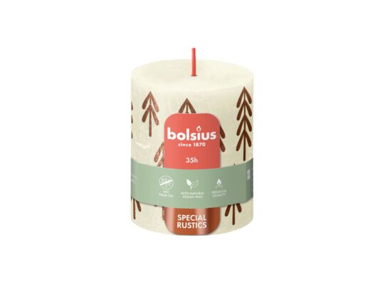 Świeca Rustic z nadrukiem 80/68 delikatny perłowy