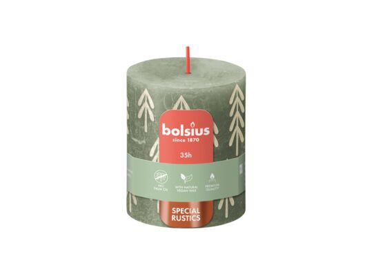 Świeca Rustic z nadrukiem 80/68 zielona oliwka