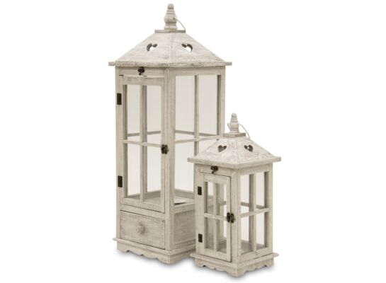 Lampion drewniany 44/76 cm szary 2 sztuki