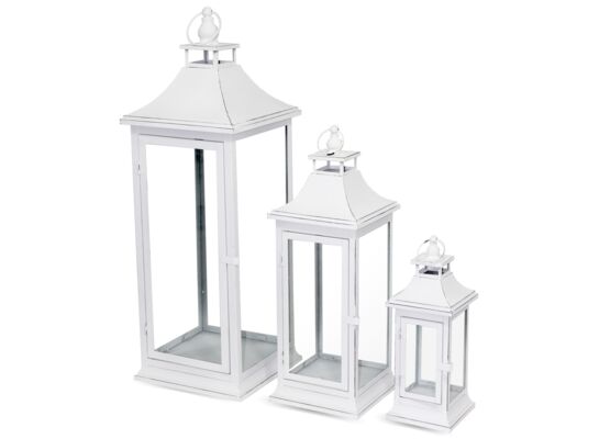Lampion metalowy 33,5/52/72,5 cm biały 3 sztuki