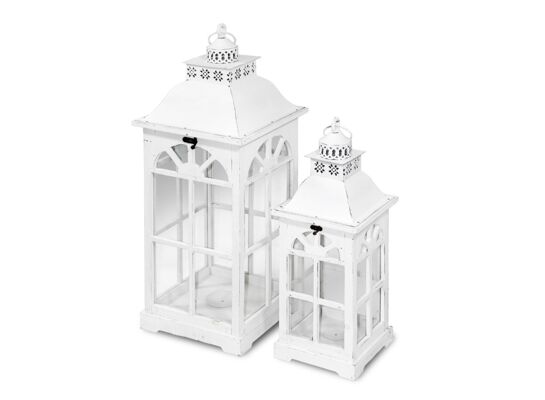 Lampion drewniany 55/72,5 cm biały 2 sztuki