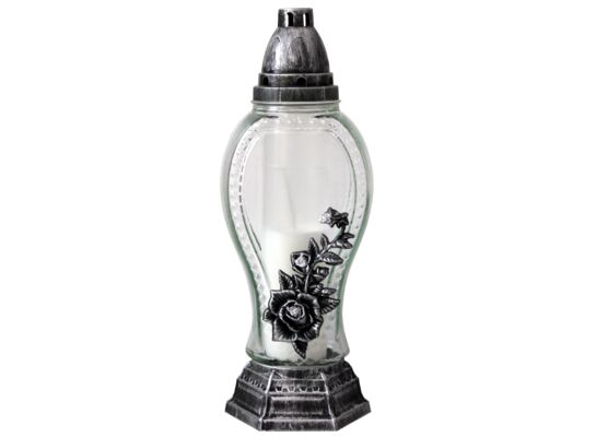 Znicz szklany Z-47/S 34 cm srebrny