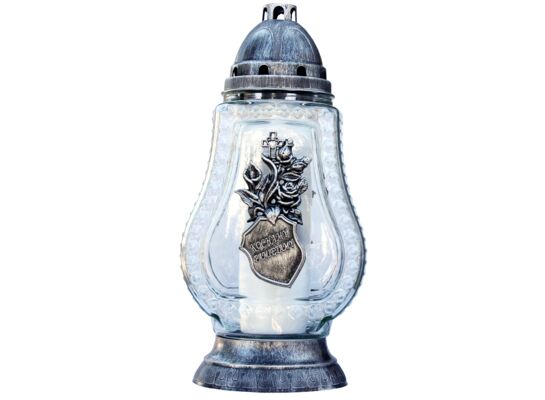 Znicz szklany Z-57/S 34,5 cm srebrny