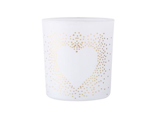 Świecznik szklany serce 7,5 x 8 cm matowy