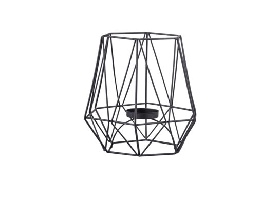 Świecznik metalowy geometryczny 13 x 13 x 15 cm czarny