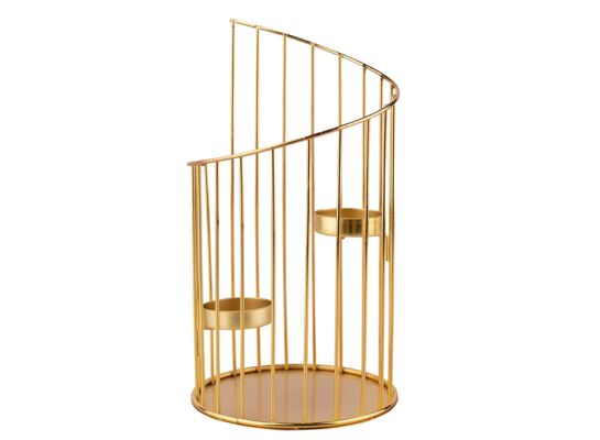 Świecznik metalowy na 2 tealighty 15 x 15 x 27,5 cm złoty