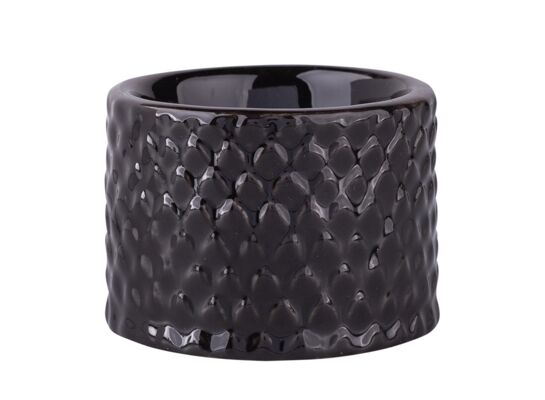 Świecznik porcelanowy relief czarny 6,5 x 6,5 x 4,5 cm