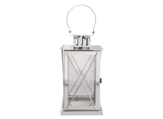 Latarenka metalowa z uchwytem 20 x 20 x 55 cm srebrna