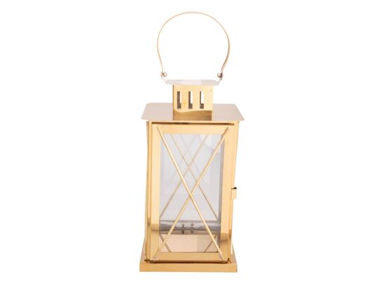 Latarenka metalowa z uchwytem 20 x 20 x 55 cm złota