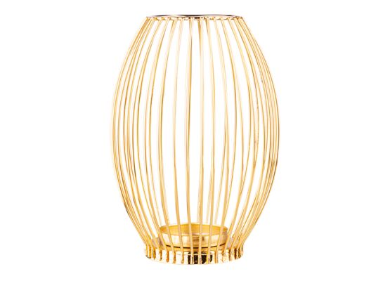 Świecznik metalowy szprosowy 16 x 16 x 22 cm złoty