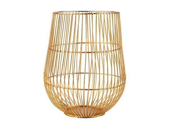 Świecznik metalowy szprosowy 17,5 x 17,5 x 22 cm złoty