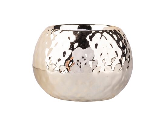 Świecznik porcelanowy relief złoty 8,5 x 8,5 x 6 cm