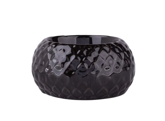 Świecznik porcelanowy relief czarny 7,5 x 7,5 x 3,5 cm