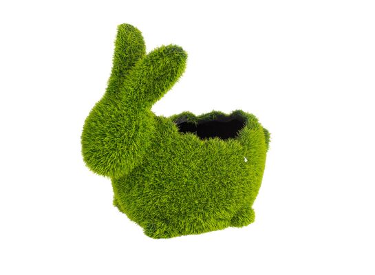 Doniczka zając pokryta sztuczną trawą 14,5 x 8,5 x 13 cm