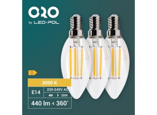 Żarówka LED ORO 3XE14 C35 FL 4W WW 3 szt.