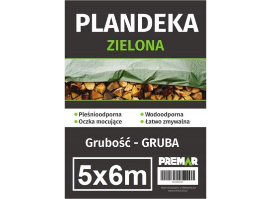 Plandeka 5 x 6 m gruba zielona