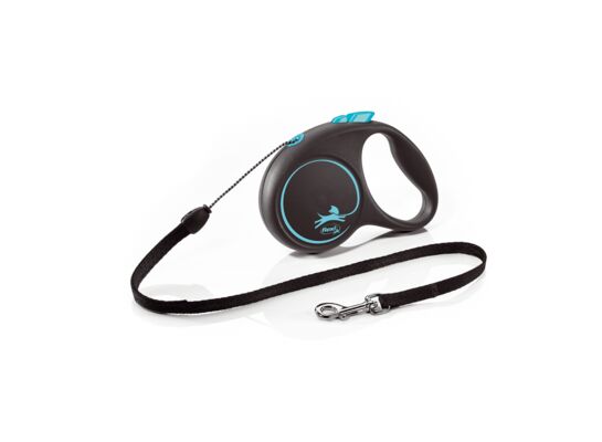 Flexi Smycz automatyczna Black Design S linka 5 m niebieski (464452BLE)