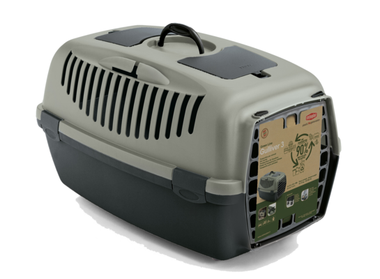 Transporter GULLIVER 3 z plastikowymi drzwiczkami zielony, z recyklingu ZOLUX