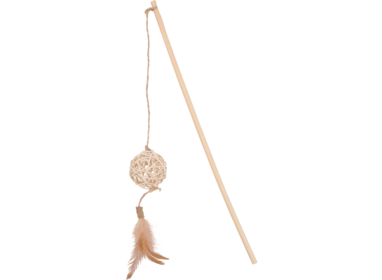 Zabawka dla kota ETHICAT wędka piłka z rattanu i piórka ZOLUX