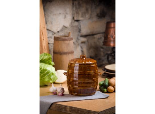 Beczka duża 8 l z pokrywką brąz/krem
