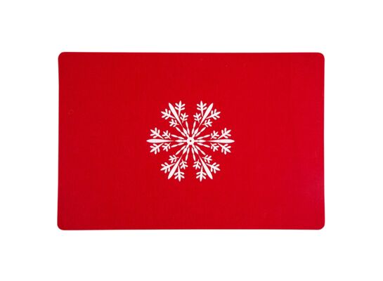 Mata filcowa prostokątna 30 x 45 cm śnieżynka czerwona