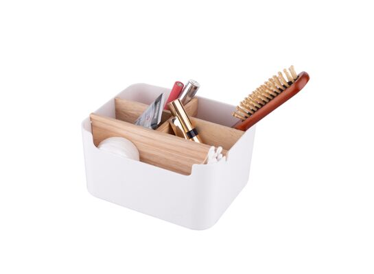 Pojemnik z 5 przegródkami plastik + bambus 18 x 14,5 x 9,5 cm