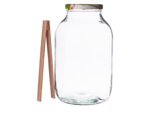 Słoik 4 l z zakrętką 6Z Ogórek i szczypcami drewnianymi