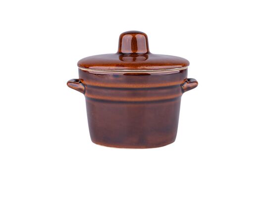 Garnek 1 l z pokrywką brązowy
