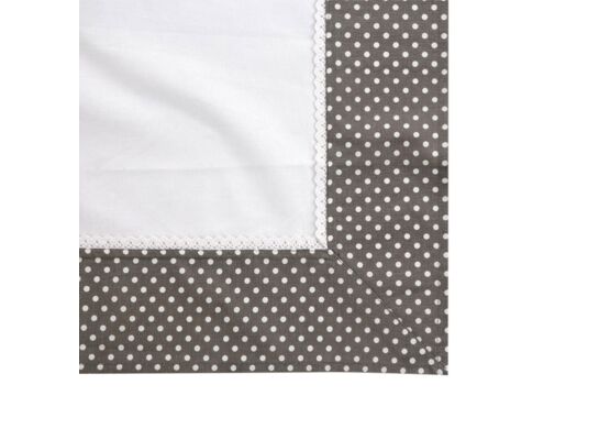 Obrus 80 x 80 cm biały obszycie kropki